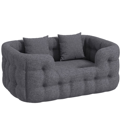 Pawhut Cama Para Perros Pequeños Con 2 Almohadas Antideslizante 70x50x30cm Gris_0