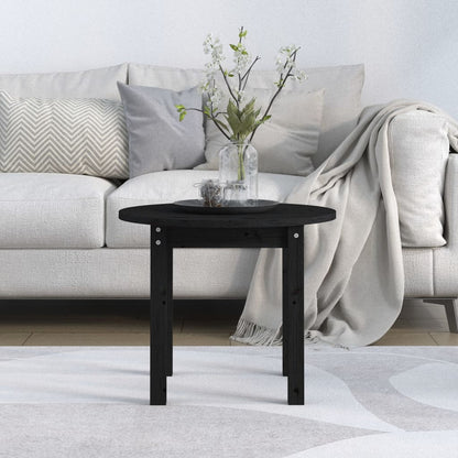 Mesa De Centro De Madera Maciza De Pino Negro Ø 55x45 Cm_1