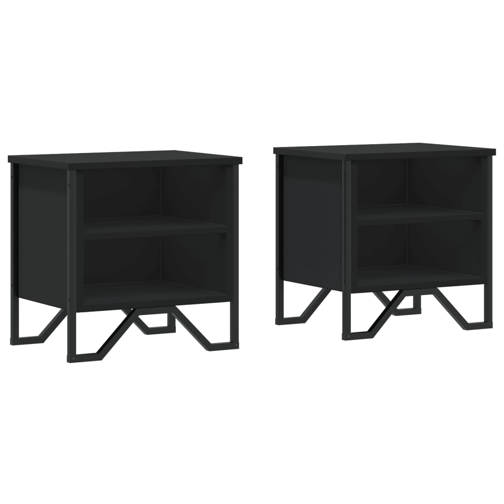 Mesitas De Noche 2 Uds Madera De Ingeniería Negra 40x30x40 Cm_0