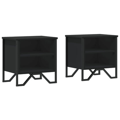 Mesitas De Noche 2 Uds Madera De Ingeniería Negra 40x30x40 Cm_0