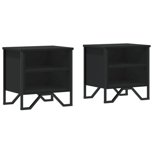 Mesitas De Noche 2 Uds Madera De Ingeniería Negra 40x30x40 Cm_0