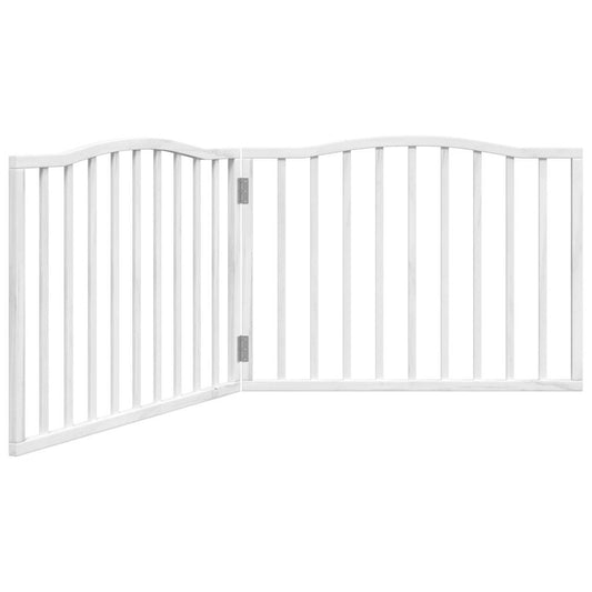 Vidaxl Puerta Para Perros Plegable 2 Paneles Madera Álamo Blanca 160cm_0
