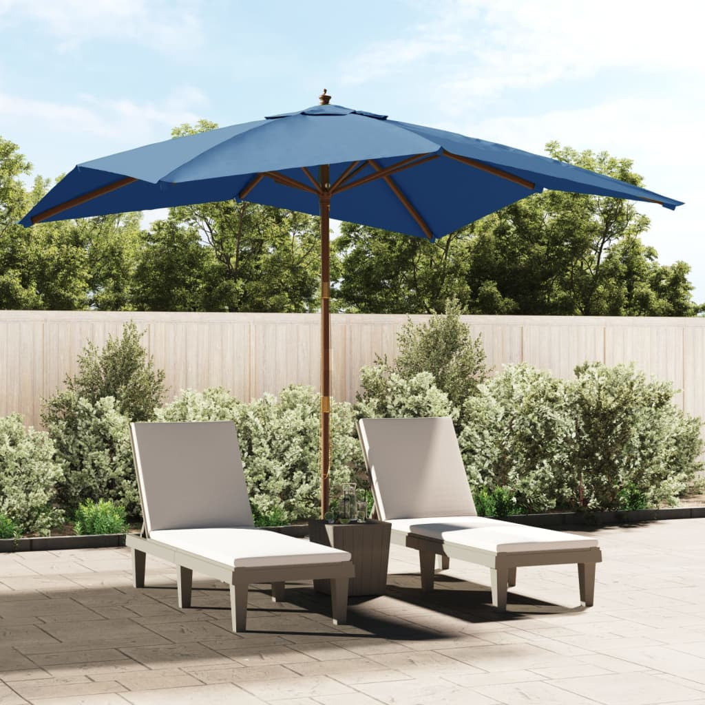 Vidaxl Sombrilla De Jardín Poste De Madera Azul Azure 300x300x273 Cm_1