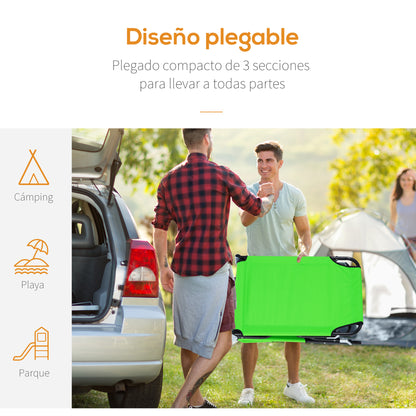 Outsunny Tumbona Plegable De Jardín Con Respaldo Ajustable Almohada Acero Verde_4