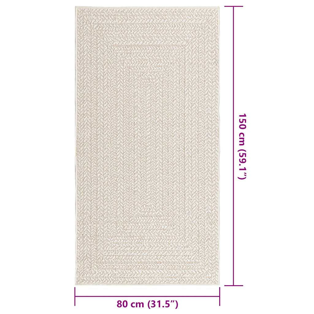 Vidaxl Alfombra Zizur Apariencia Yute Interior Exterior Crema 80x150cm_2