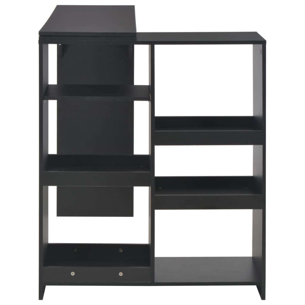 Mesa De Bar Con Estantería Móvil Negro 138x39x110 Cm_2