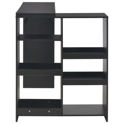 Mesa De Bar Con Estantería Móvil Negro 138x39x110 Cm_2