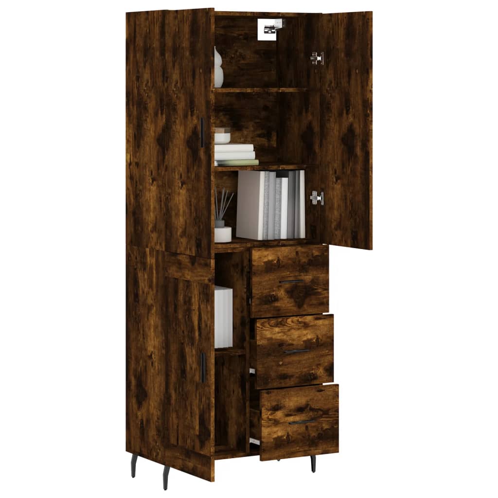 Aparador Alto Madera Contrachapada Roble Ahumado 69,5x34x180 Cm_2