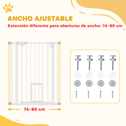 Pawhut Barrera De Seguridad De Perros Escaleras Puertas 74-80 Cm Altura 91,4 Cm_3