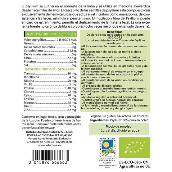 Psyllium en polvo 200 g, Salud Viva