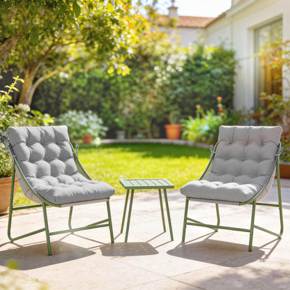 Outsunny Conjunto De Mesa Y Sillas De Terraza Exterior Con Cojines Gris Claro_3