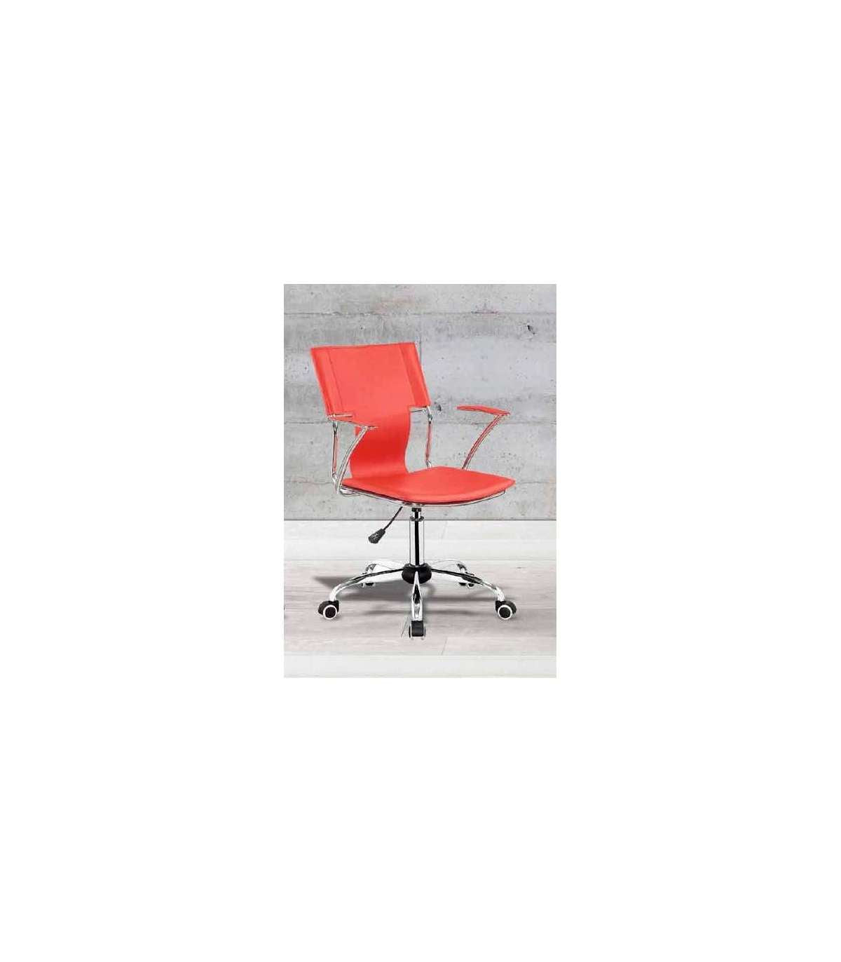 Pack De 2 Sillas Para Despacho Giratoria Elevable Acabado Rojo, 54 Cm(ancho) 88 Cm(altura) 55 Cm(fondo)_0