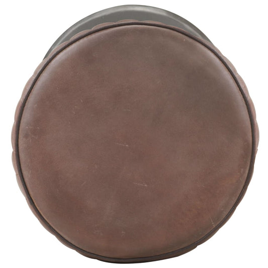 Taburete De Cocina De Cuero Auténtico Marrón Envejecido_0