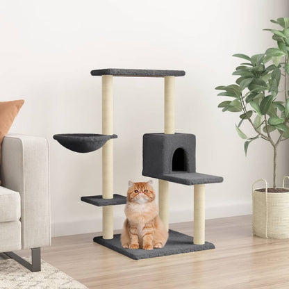 Vidaxl Rascador Para Gatos Con Postes De Sisal Gris Oscuro 95 Cm_1