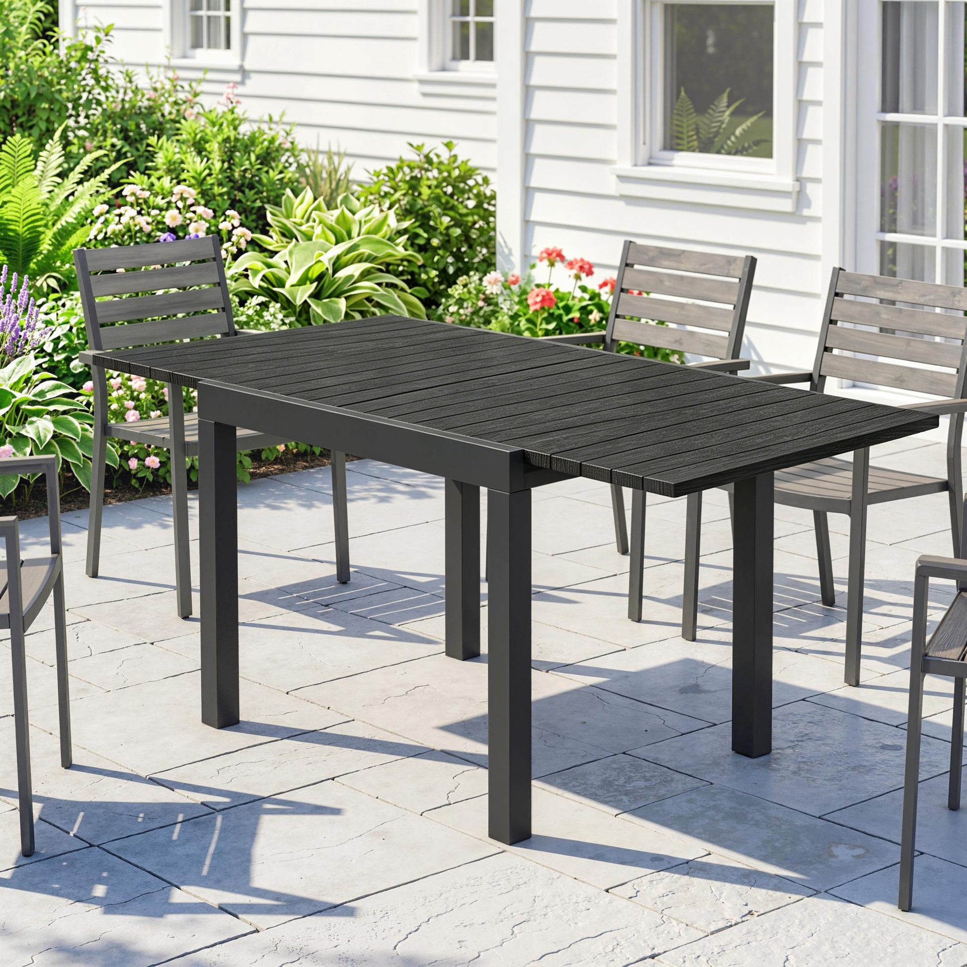 Outsunny Mesa De Jardín Exterior Extensible 80/160x80 Cm De Aluminio Negro_1