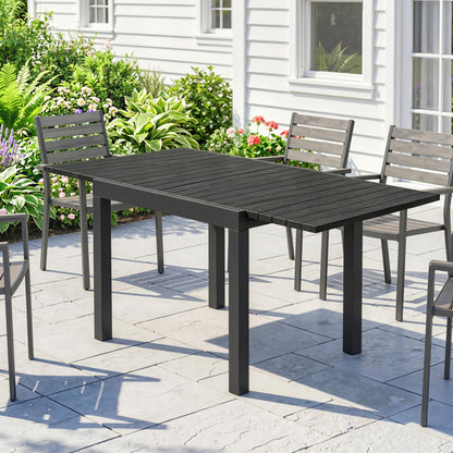 Outsunny Mesa De Jardín Exterior Extensible 80/160x80 Cm De Aluminio Negro_1