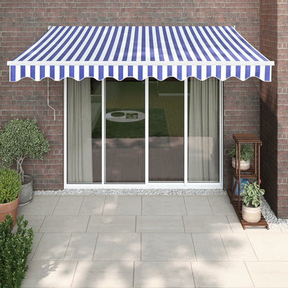 Toldo Retráctil Aluminio Y Tela Azul Y Blanco 3,5x2,5 M_1