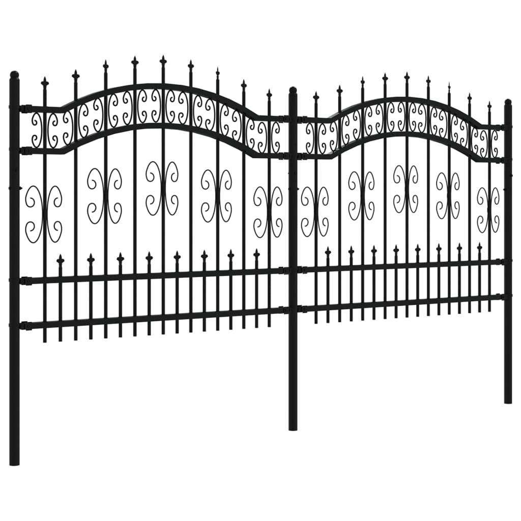 Valla De Jardín Con Punta De Lanza Acero Recubierto Negro 140cm / Vetonek_3