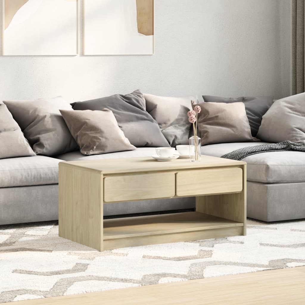 Mesa De Centro Sauda Madera Maciza Pino Color Roble 99x55x45 Cm_1
