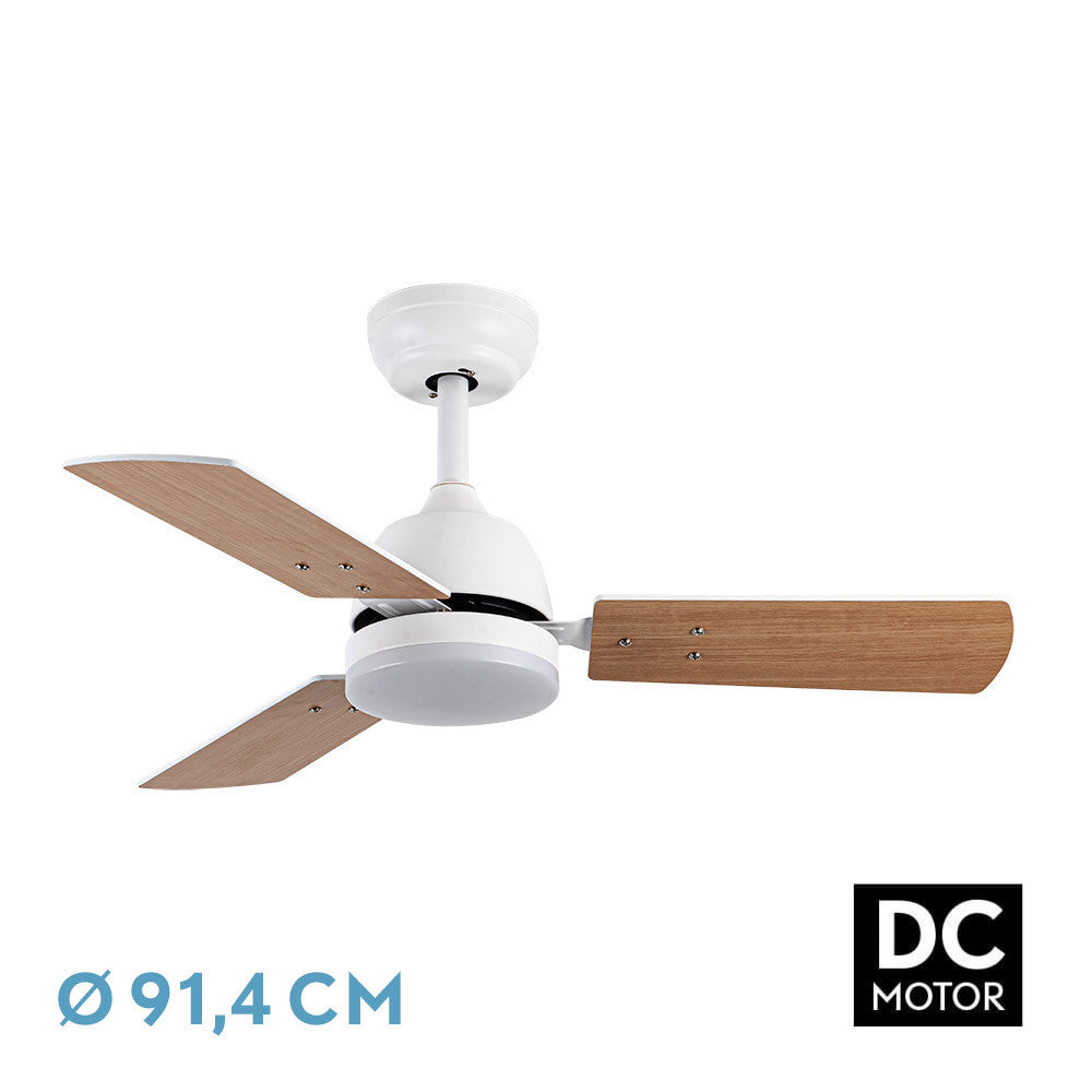 Ventilad Dc Portico 20w Blanco 3aspas Blanco/haya 6vel. 3000k,4000k,6500k 2350lm Remoto, Memoria, Temporizador 91,4d_0