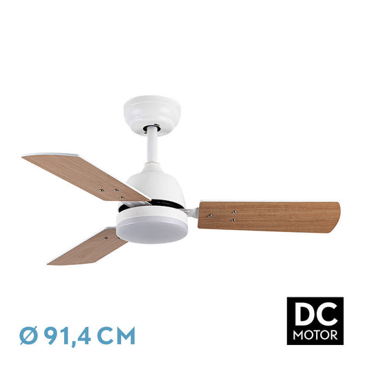 Ventilad Dc Portico 20w Blanco 3aspas Blanco/haya 6vel. 3000k,4000k,6500k 2350lm Remoto, Memoria, Temporizador 91,4d_0