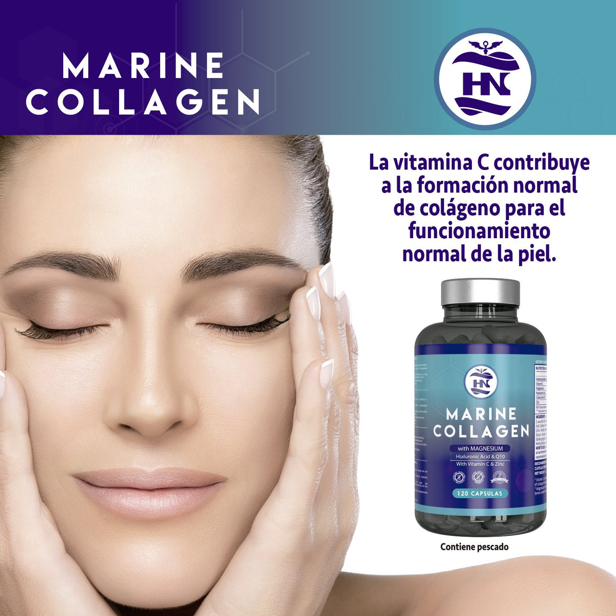 Pack 2 X Colágeno Marino Hidrolizado Con Ácido Hialurónico, Vitamina C, Q10, Zinc Y Magnesio - 2 X 120 Cápsulas_4