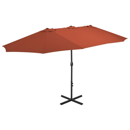 Vidaxl Sombrilla De Jardín Con Palo De Aluminio Terracota 460x270 Cm_0
