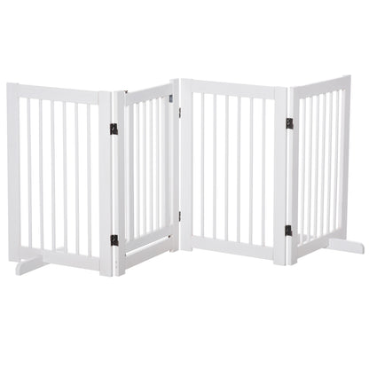 Pawhut Barrera De Seguridad Para Perros Plegable De Madera Con Soporte De Pie_0