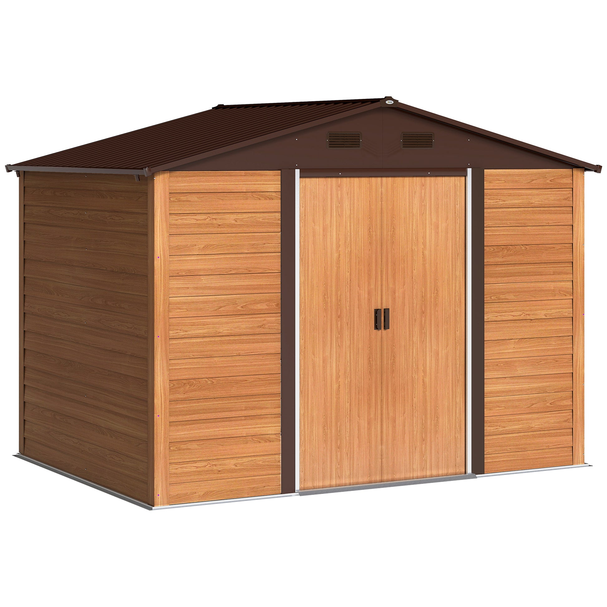 Outsunny Caseta De Jardín Exterior Con 2 Puertas 4,84m² 278x195x215cm Natural_0