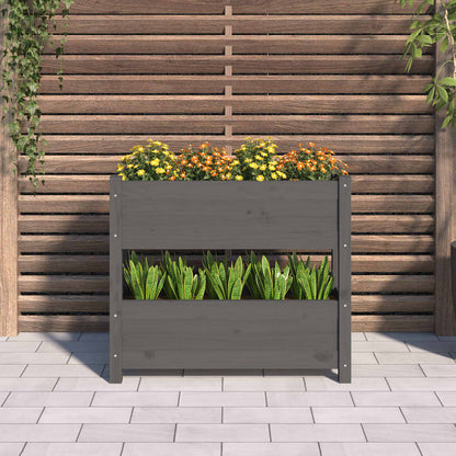 Jardinera De Madera Maciza De Pino Gris 77x25x66 Cm_2