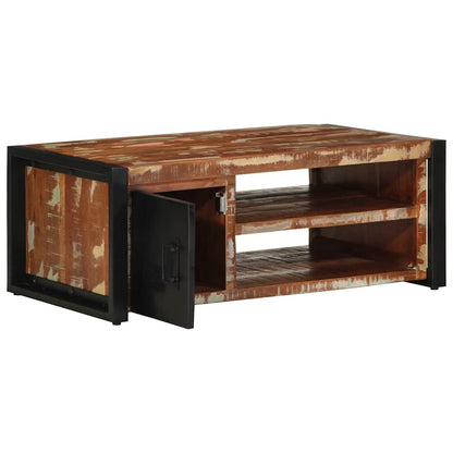 Mesa De Centro Multicolor 90x50x36 Cm Madera Maciza Reciclada_2