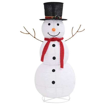 Vidaxl Muñeco De Nieve De Navidad Con Luces Led Tela Lujosa 120 Cm_3