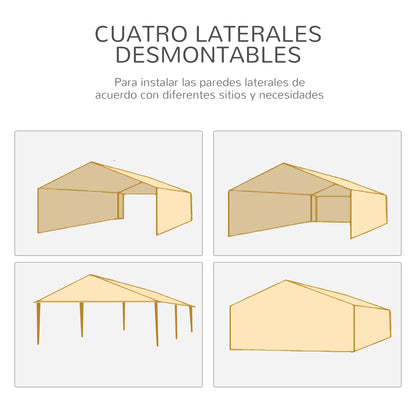Outsunny Carpa De Jardín 6x3 M Con 4 Ventanas 2 Puertas Con Cremallera Blanco_4