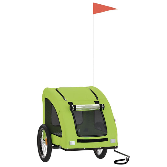 Vidaxl Remolque De Bicicleta Mascotas Hierro Tela Oxford Verde_0
