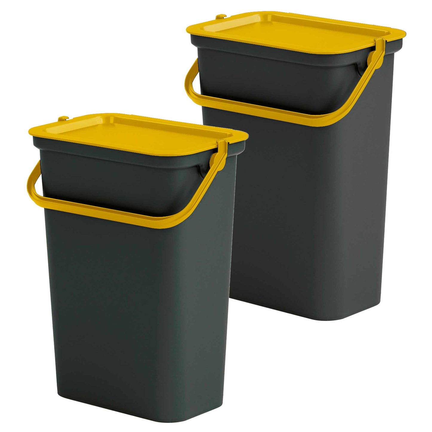 Set De 2 Papeleras moda 10l Con Asa Ámbar Y Negro_0