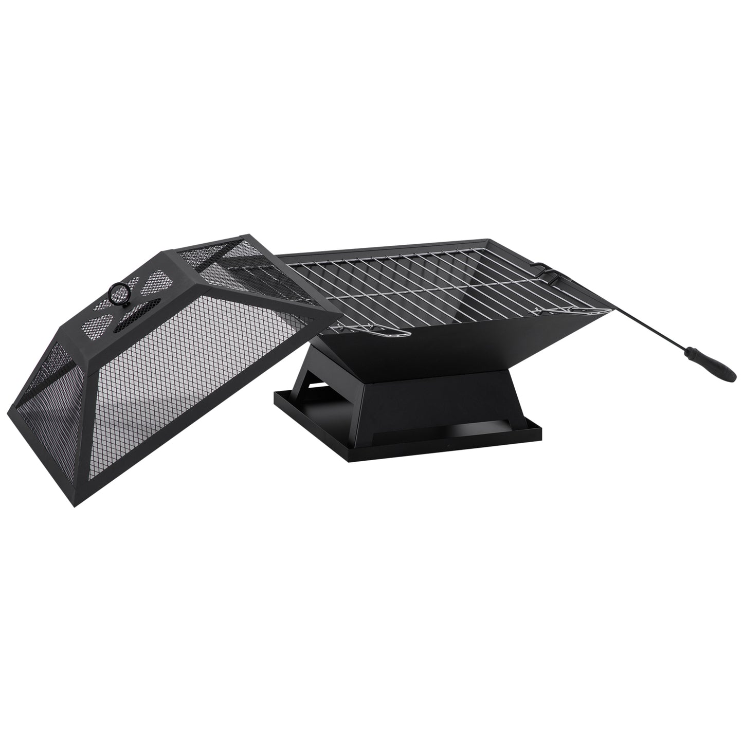 Outsunny Brasero Exterior De Acero Con Protector De Chispas 45x45x34 Cm Negro_0