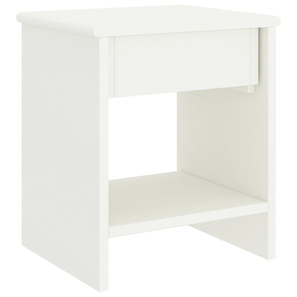 Mesita De Noche Madera Maciza De Mango Blanco 35x30x40 Cm_2