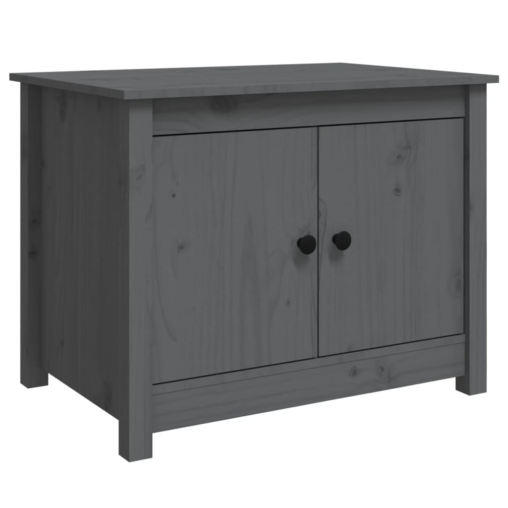 Mesa De Centro De Madera Maciza De Pino Gris 71x49x55 Cm_0