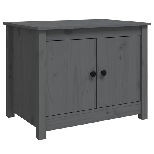 Mesa De Centro De Madera Maciza De Pino Gris 71x49x55 Cm_0