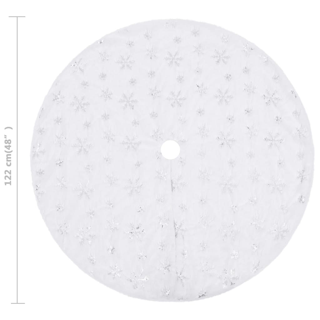 Vidaxl Falda De Árbol De Navidad De Lujo Blanca De 122 Cm De Piel Sintética_2