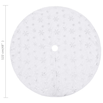 Vidaxl Falda De Árbol De Navidad De Lujo Blanca De 122 Cm De Piel Sintética_2