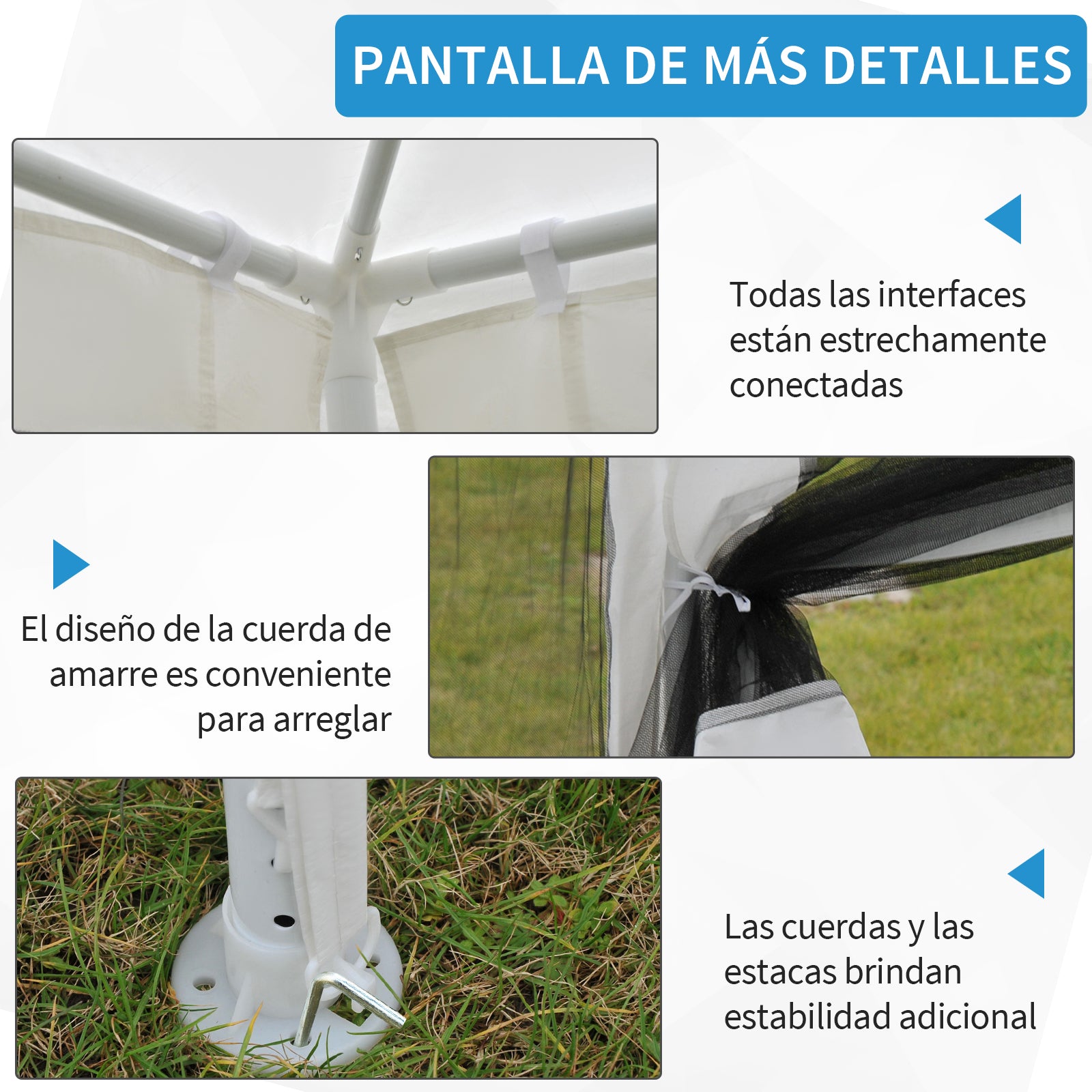 Outsunny Carpa De Jardín 4x3 M Con Mosquiteras Laterales Blanco Y Negro_5