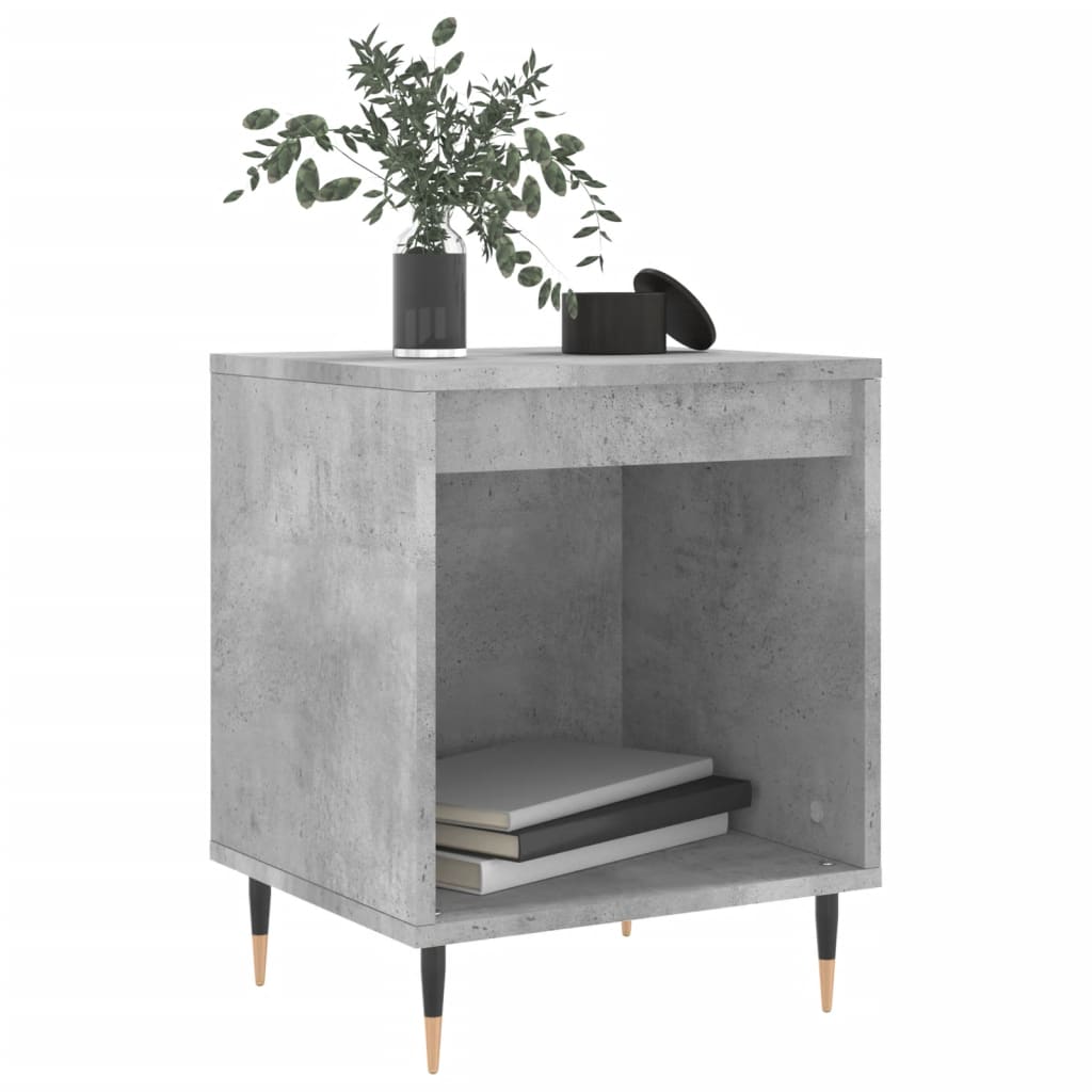 Mesita De Noche Madera De Ingeniería Gris Hormigón 40x35x50 Cm_1