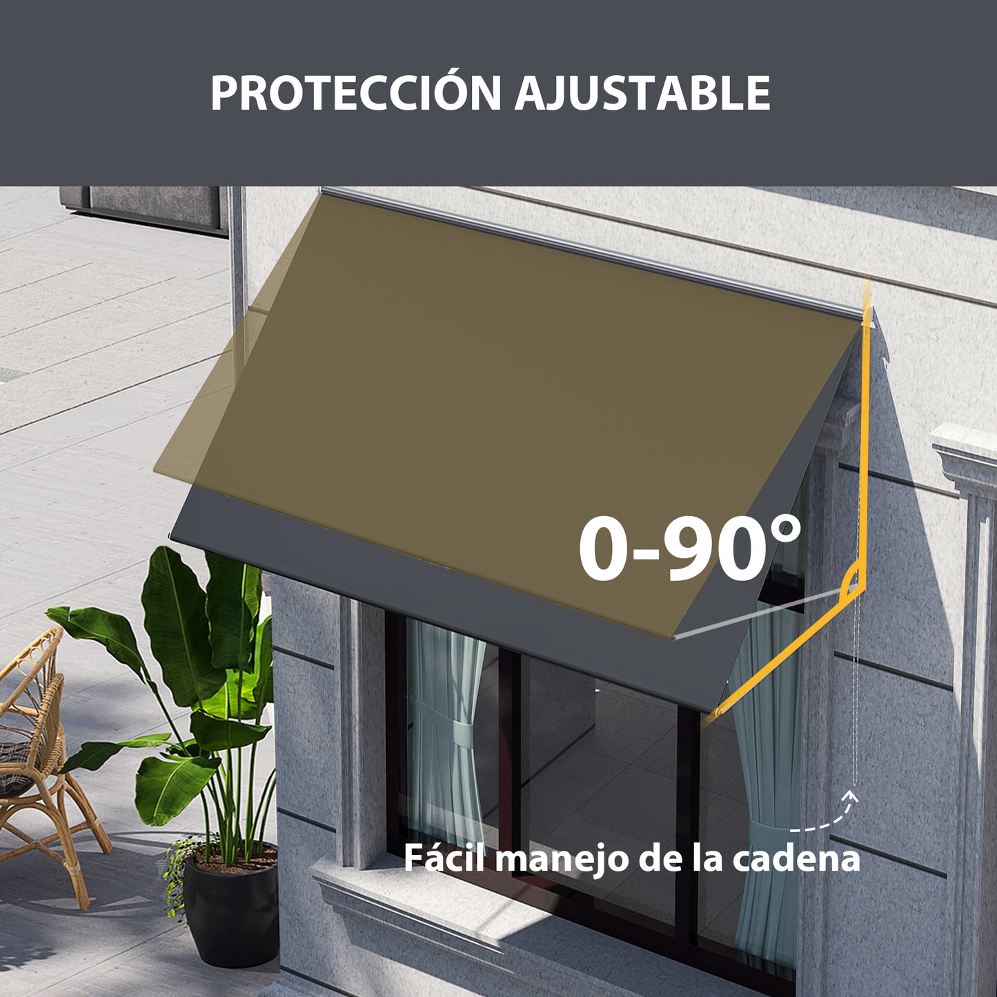 Outsunny Toldo Para Ventana Manual Con Marco De Aluminio 150x120 Cm Gris Oscuro_4
