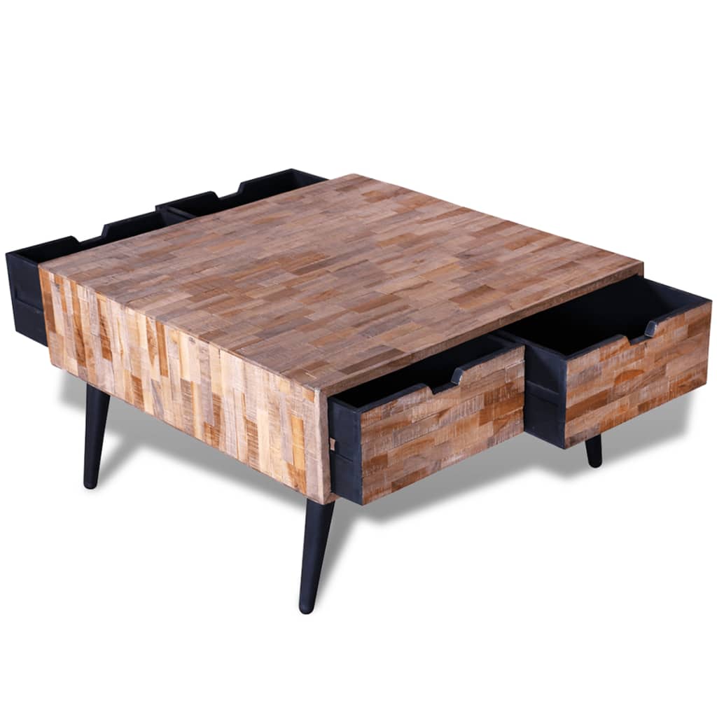 Mesa De Centro Con 4 Cajones Madera De Teca Reciclada_4