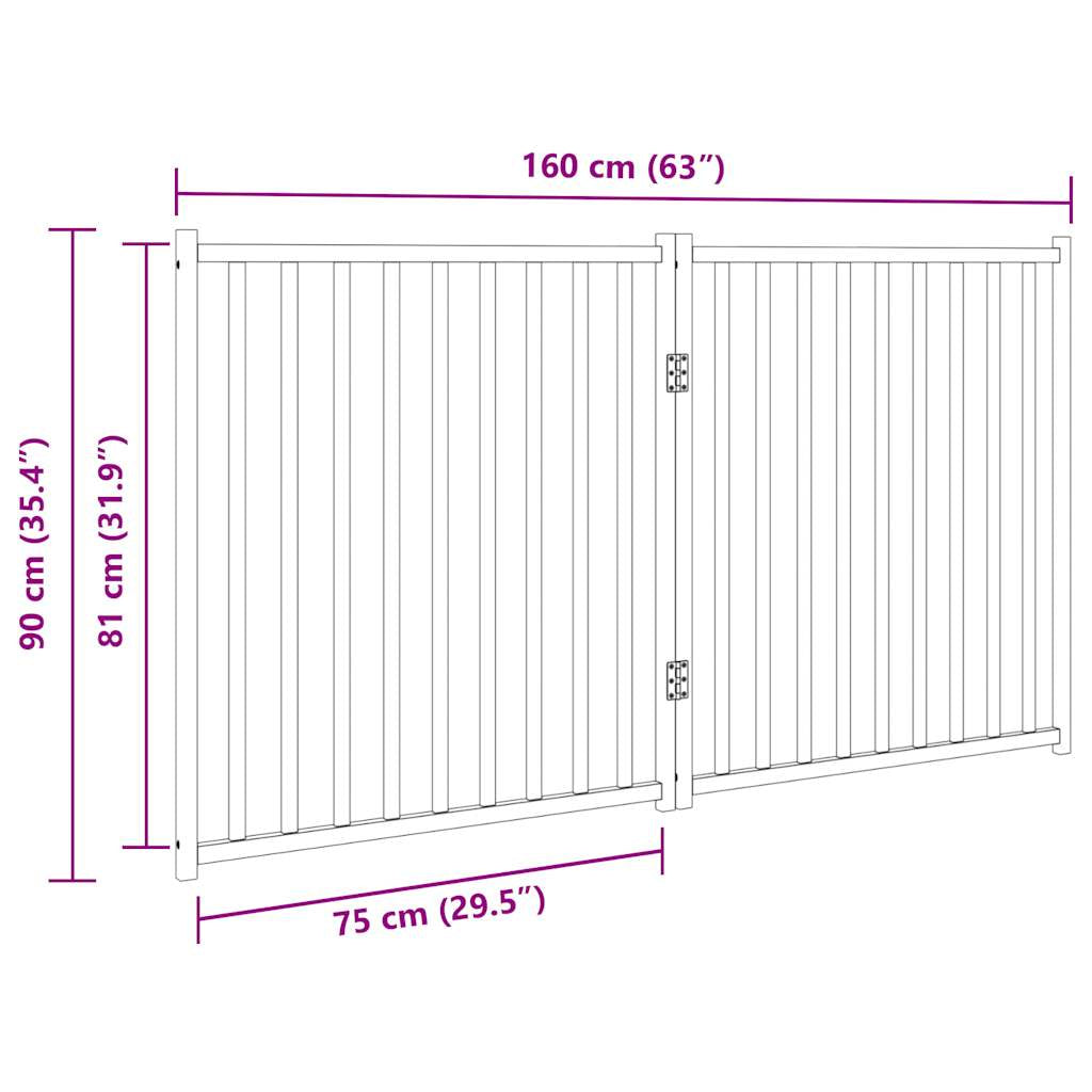 Vidaxl Puerta De Perros Plegable 2 Paneles Madera Abeto Negro 160 Cm_2