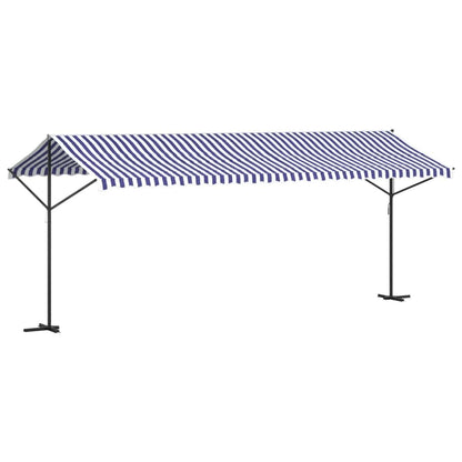 Vidaxl Toldo De Pie Tela Y Acero Azul Y Blanco 600x300 Cm_4