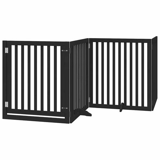 Vidaxl Puerta De Perros Plegable 8 Paneles Madera Álamo Negra 640 Cm_0