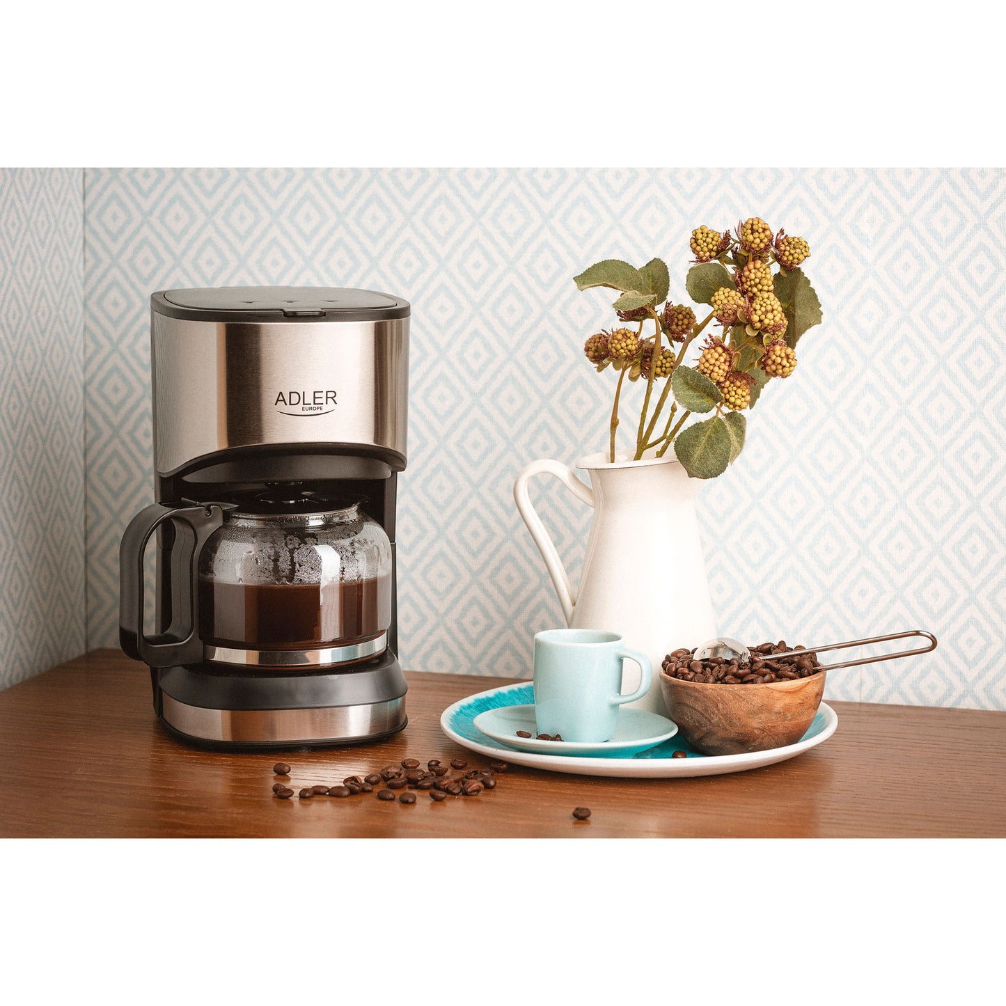 Cafetera Eléctrica De Goteo 6 Tazas 0,7 L, Filtro Extraíble, Antigoteo, Mantiene Café Caliente Adler Ad4407 Negro/plata