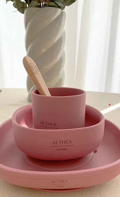 Vajilla De Silicona Orgánica - 4 Piezas - Rosa Profundo._1